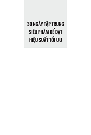 30 ngày tập trung siêu phàm để đạt hiệu suất tối ưu