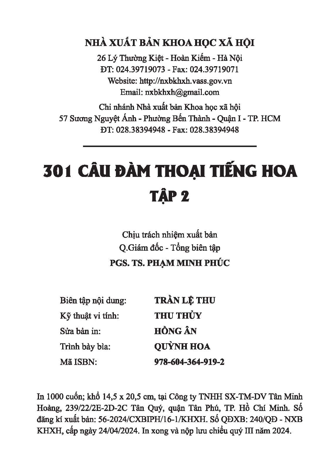301 câu đàm thoại tiếng hoa - tập 2 (tái bản 2024)