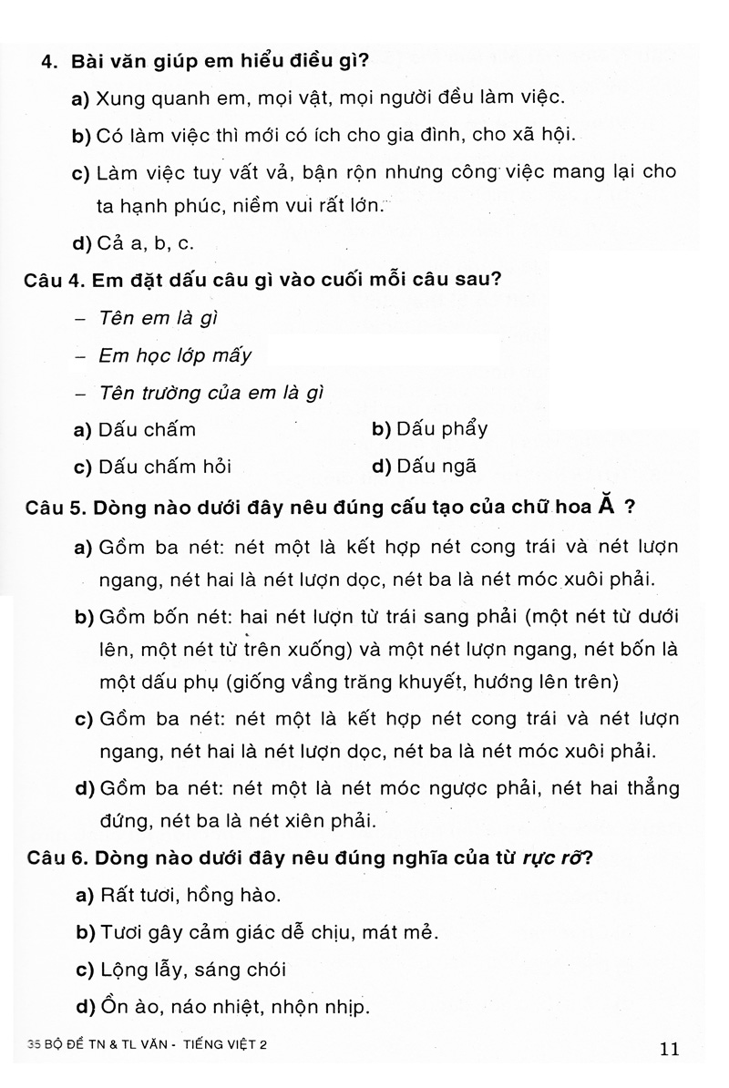 35 bộ đề văn - tiếng việt 2 (trắc nghiệm&tự luận)