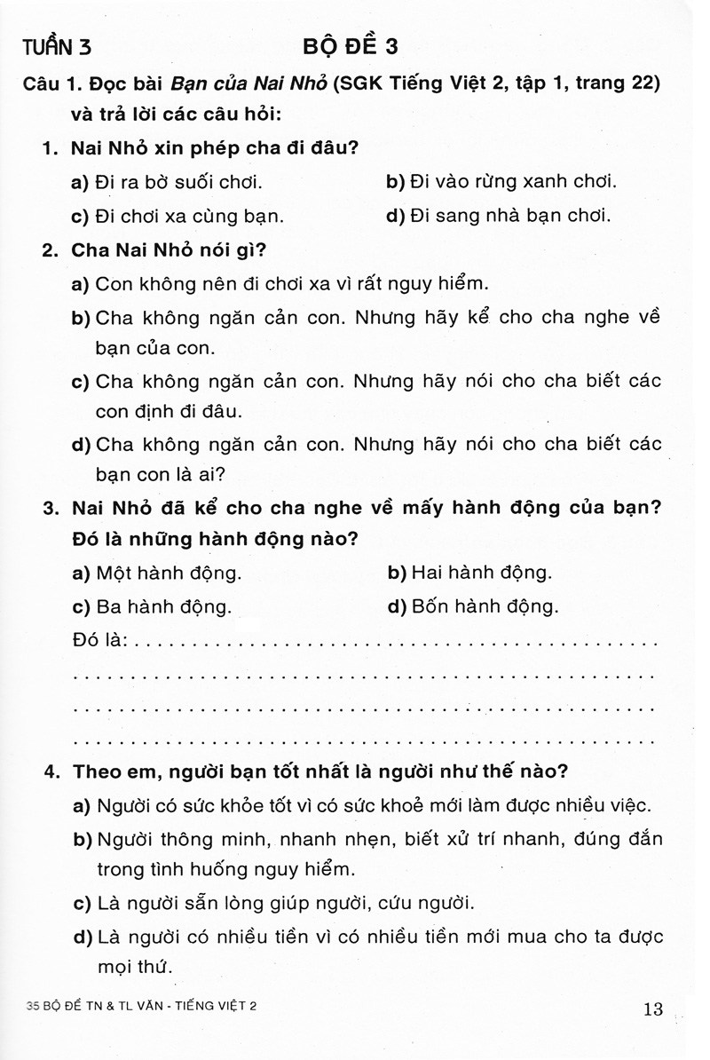 35 bộ đề văn - tiếng việt 2 (trắc nghiệm&tự luận)
