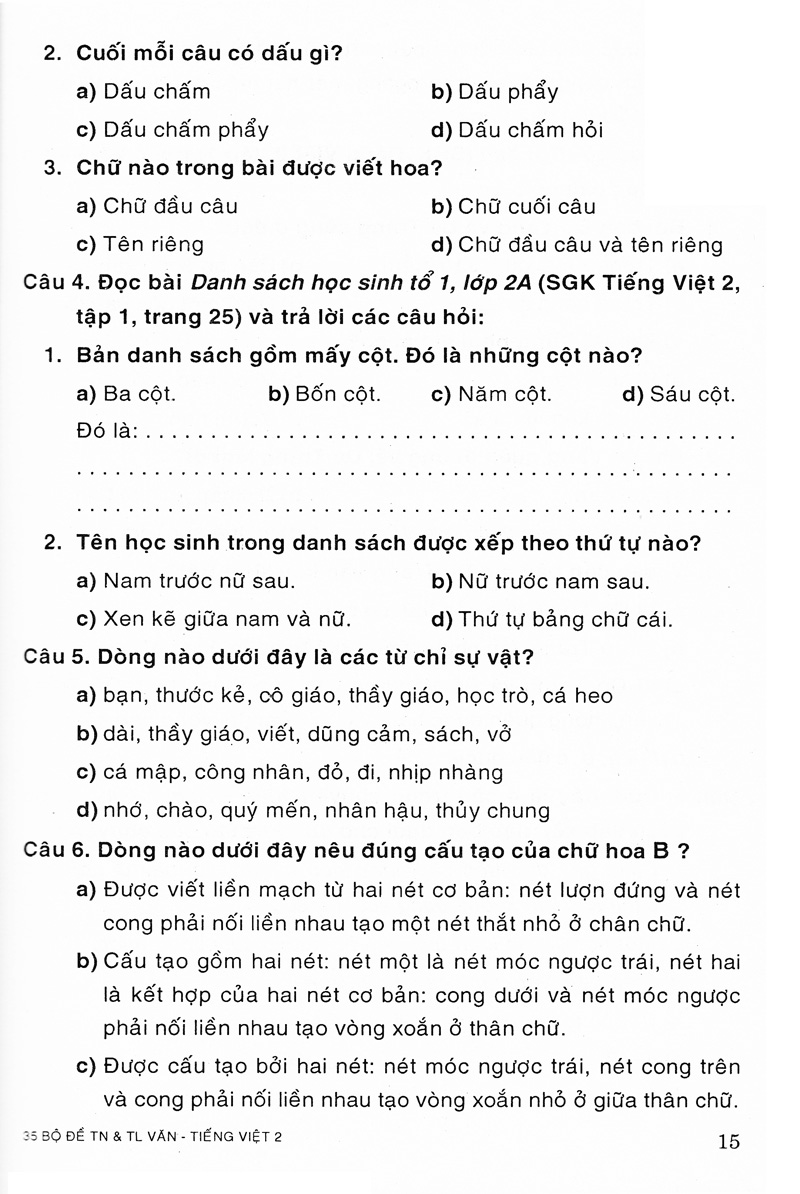 35 bộ đề văn - tiếng việt 2 (trắc nghiệm&tự luận)