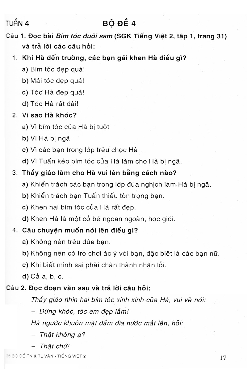 35 bộ đề văn - tiếng việt 2 (trắc nghiệm&tự luận)