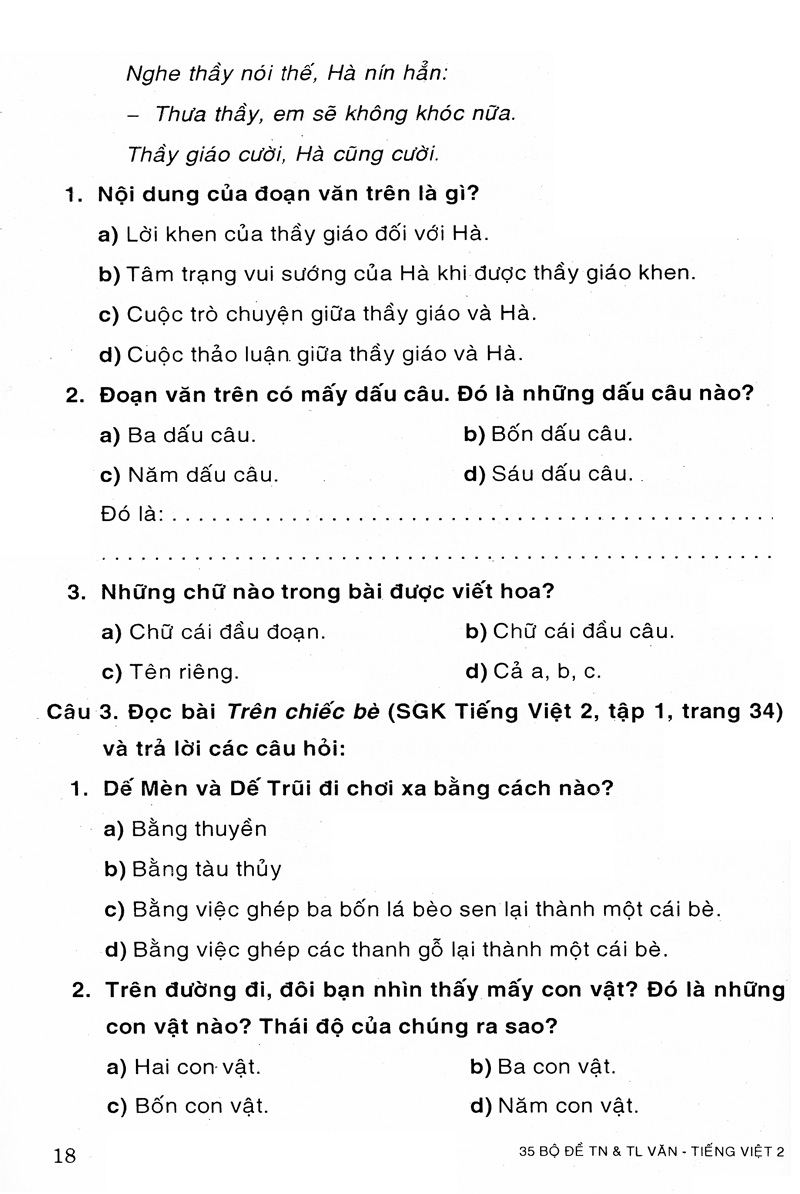35 bộ đề văn - tiếng việt 2 (trắc nghiệm&tự luận)