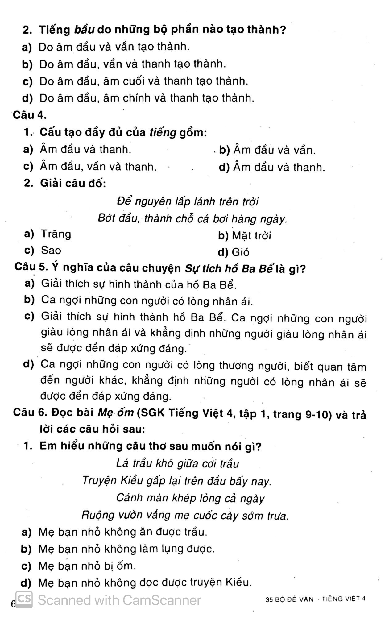 35 bộ đề văn - tiếng việt 4 (trắc nghiệm tự luận)
