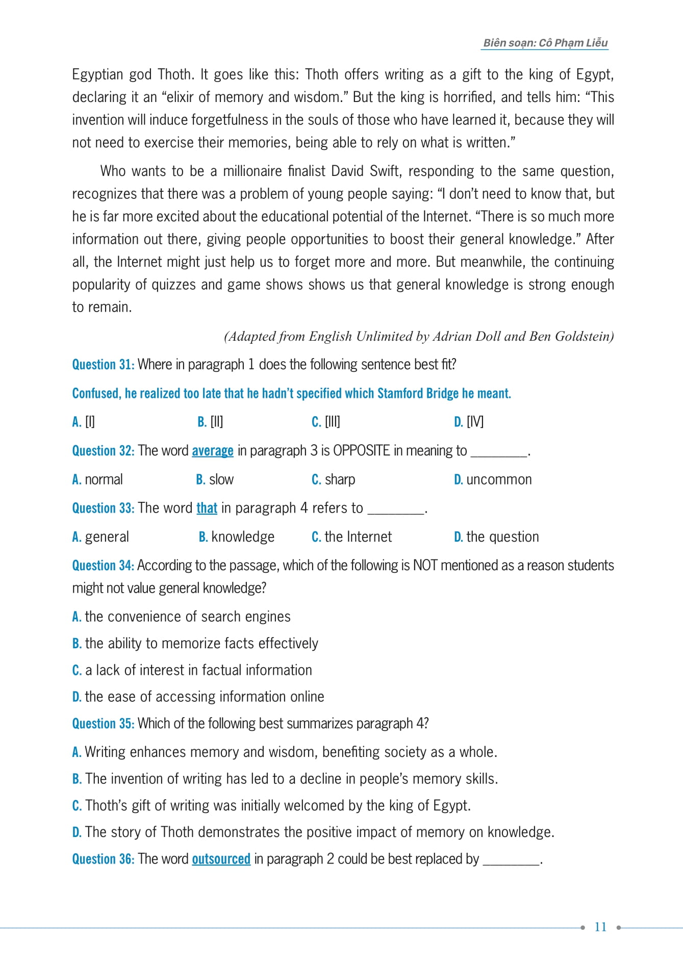 35 đề thi thử kỳ thi tốt nghiệp thpt - môn tiếng anh