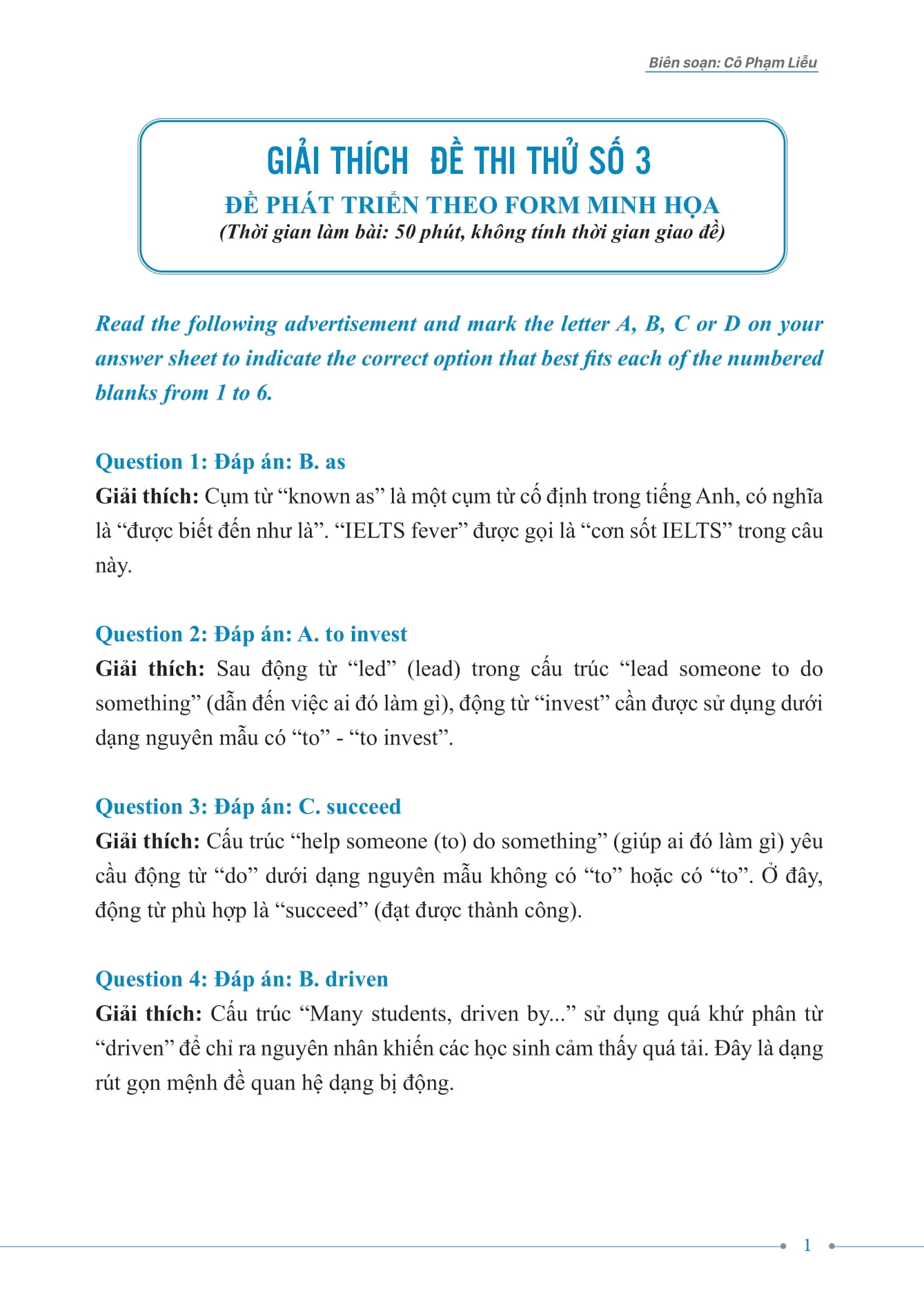 35 đề thi thử kỳ thi tốt nghiệp thpt - môn tiếng anh