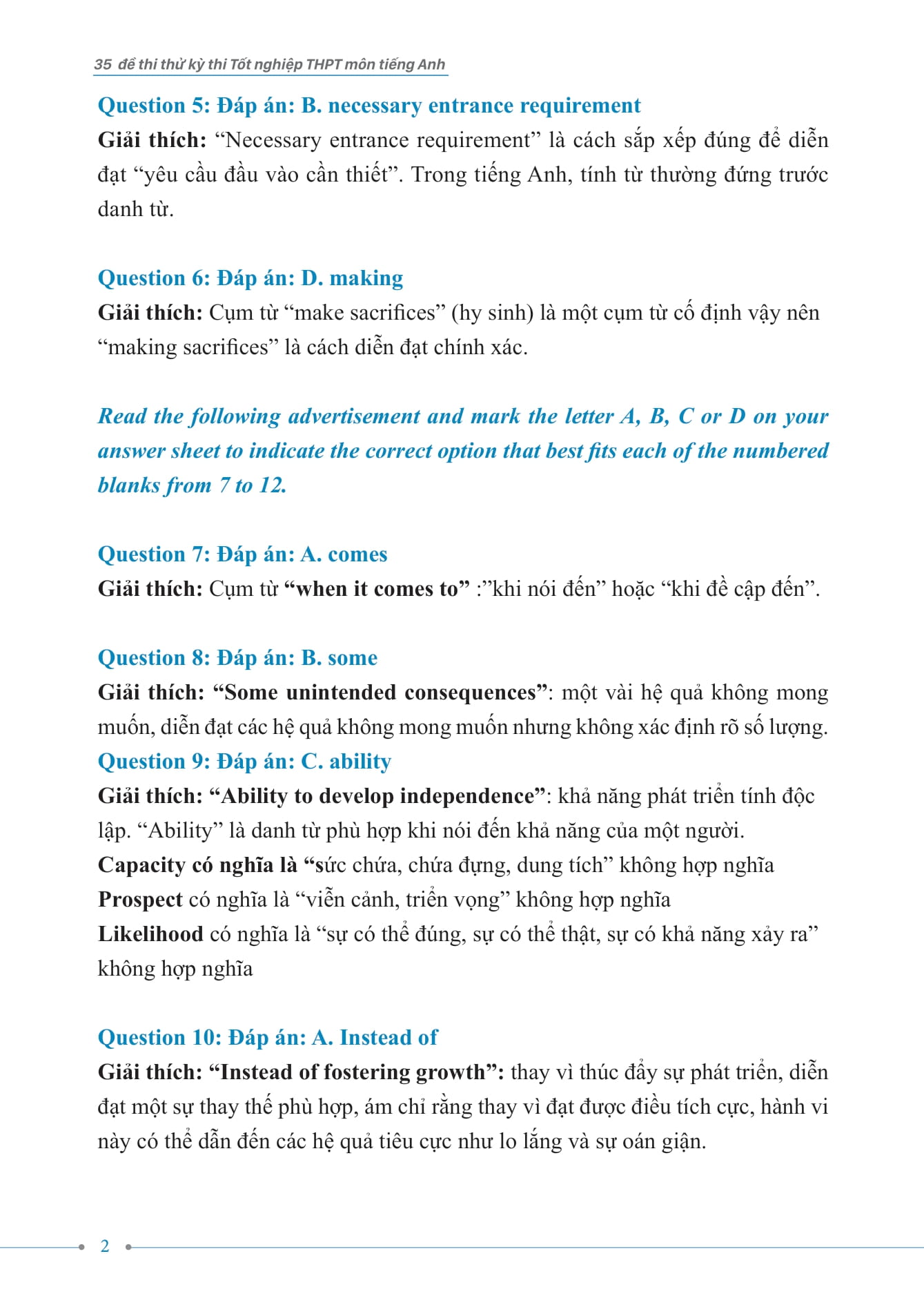 35 đề thi thử kỳ thi tốt nghiệp thpt - môn tiếng anh