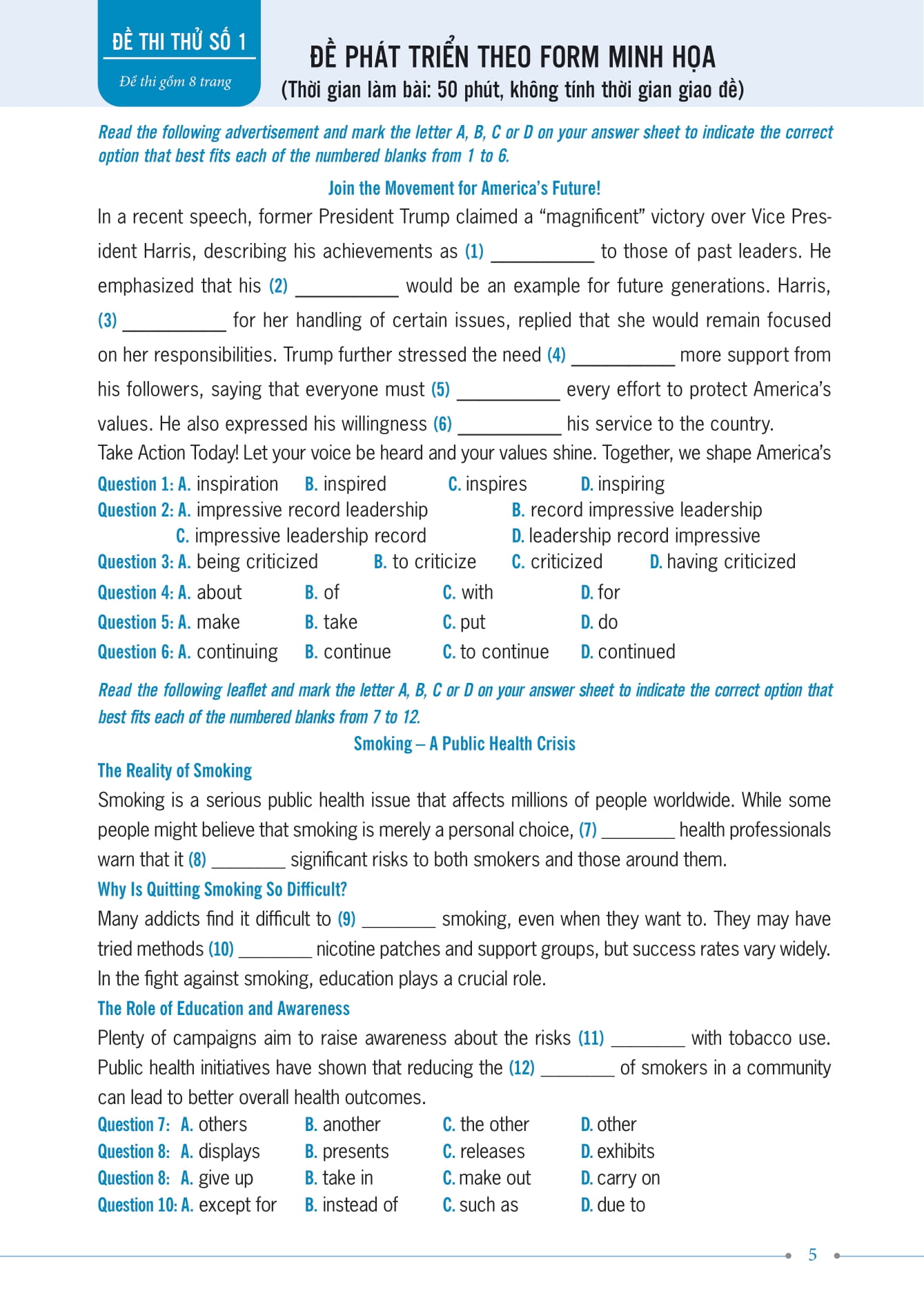 35 đề thi thử kỳ thi tốt nghiệp thpt - môn tiếng anh