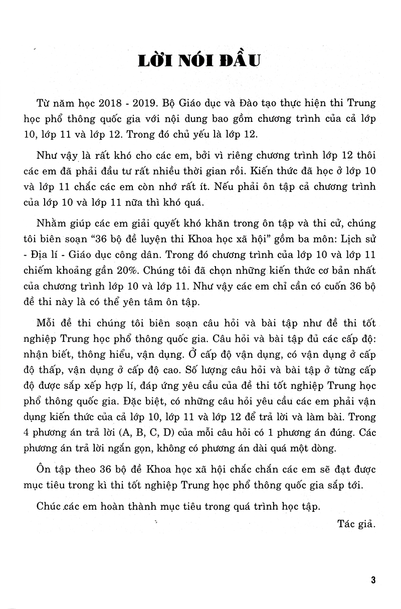 36 bộ đề trắc nghiệm ôn luyện thi trung học phổ thông quốc gia 2019 - khoa học xã hội