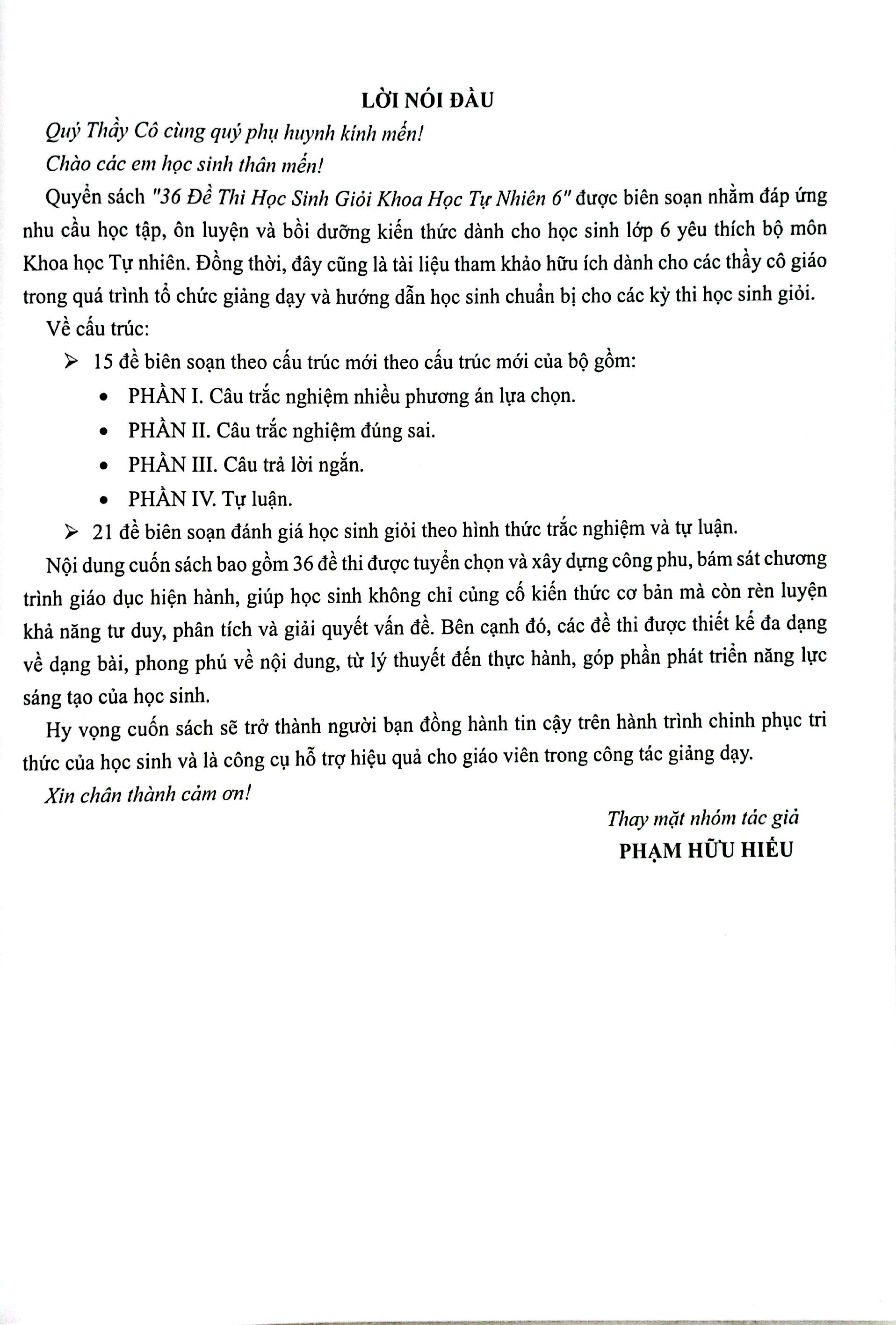 36 đề thi học sinh giỏi khoa học tự nhiên lớp 6 (biên soạn theo cấu trúc mới - dùng chung cho các bộ sgk hiện hành)