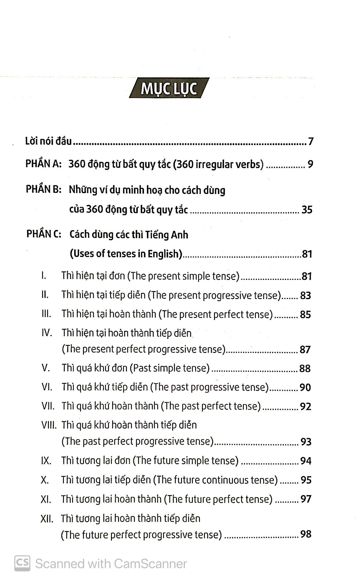 360 động từ bất quy tắc & cách dùng các thì trong tiếng anh (tái bản 2019)