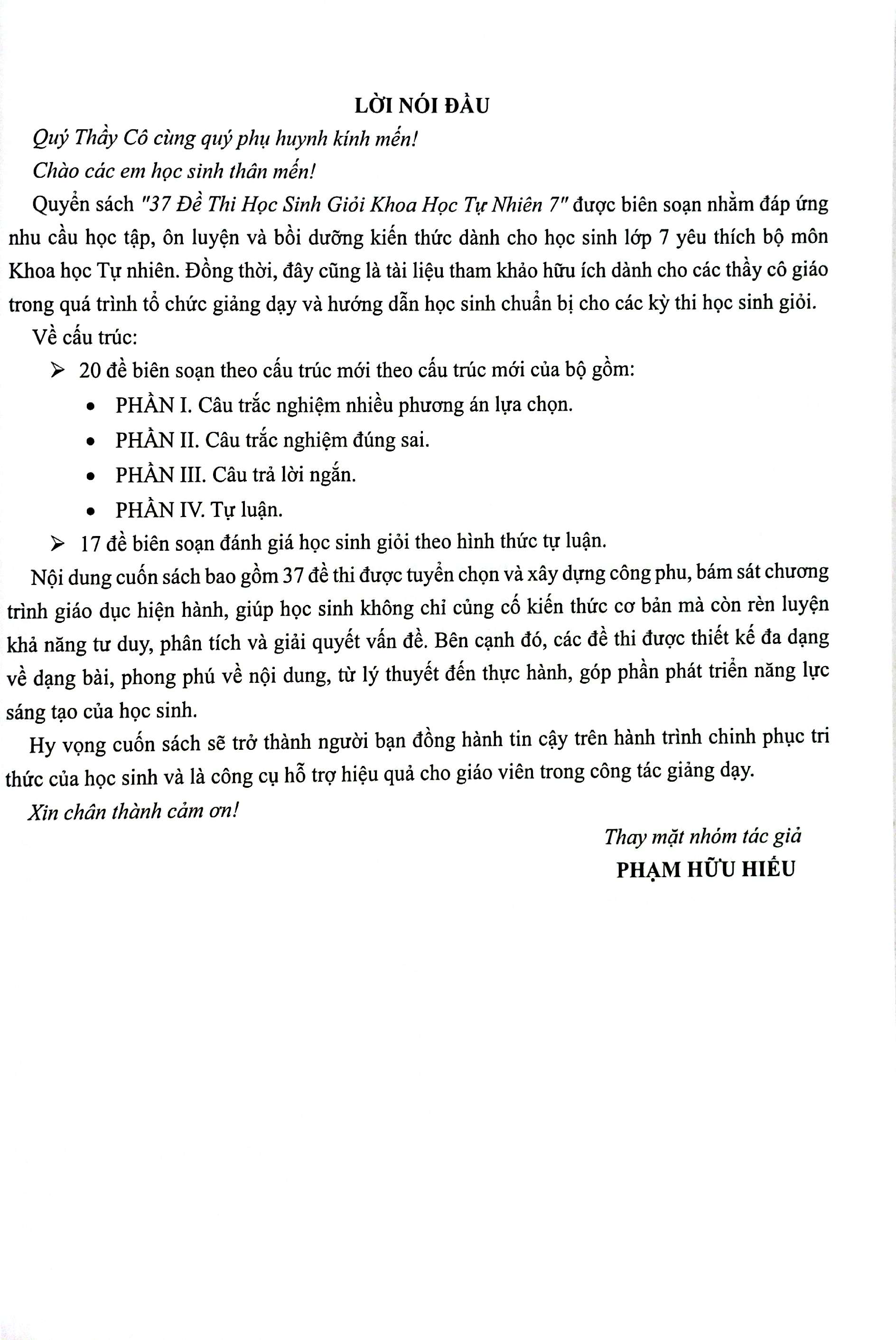 37 đề thi học sinh giỏi khoa học tự nhiên lớp 7 (biên soạn theo cấu trúc mới - dùng chung cho các bộ sgk hiện hành)