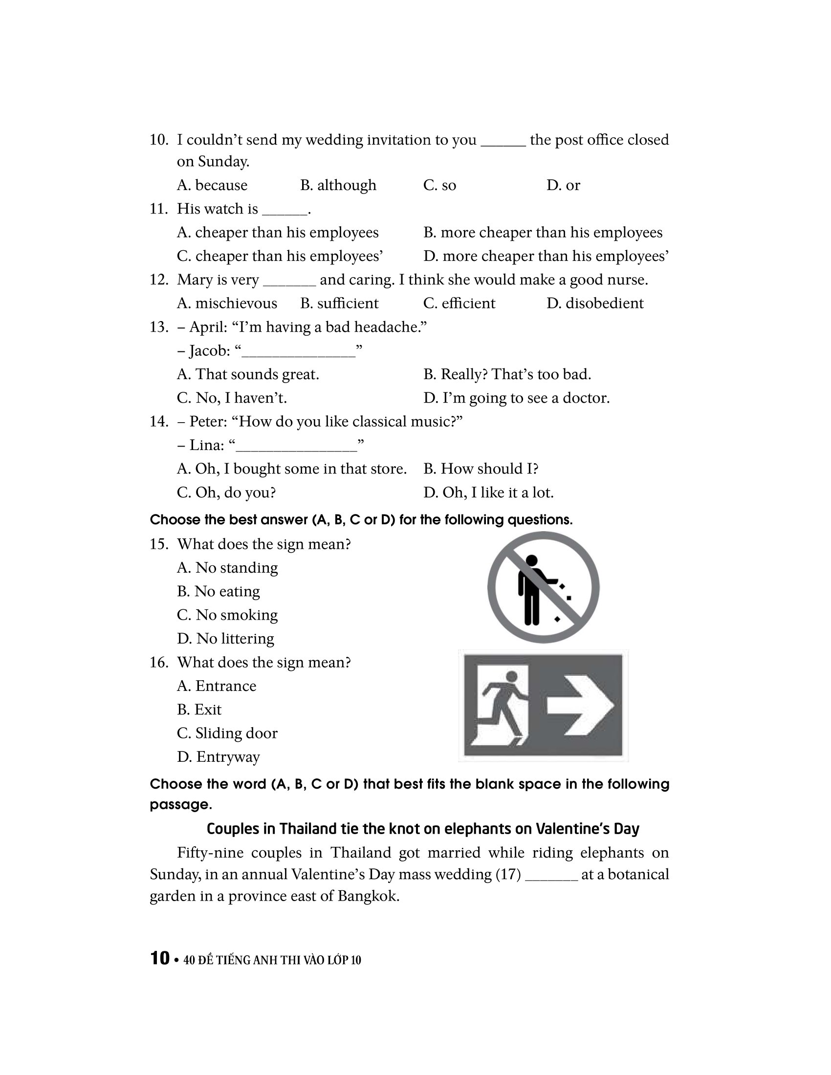 40 đề tiếng anh thi vào lớp 10