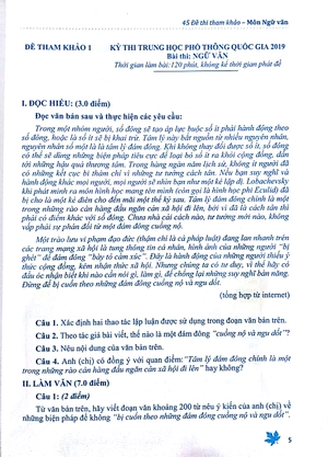 45 đề thi tham khảo môn ngữ văn chuẩn bị cho kì thi thpt