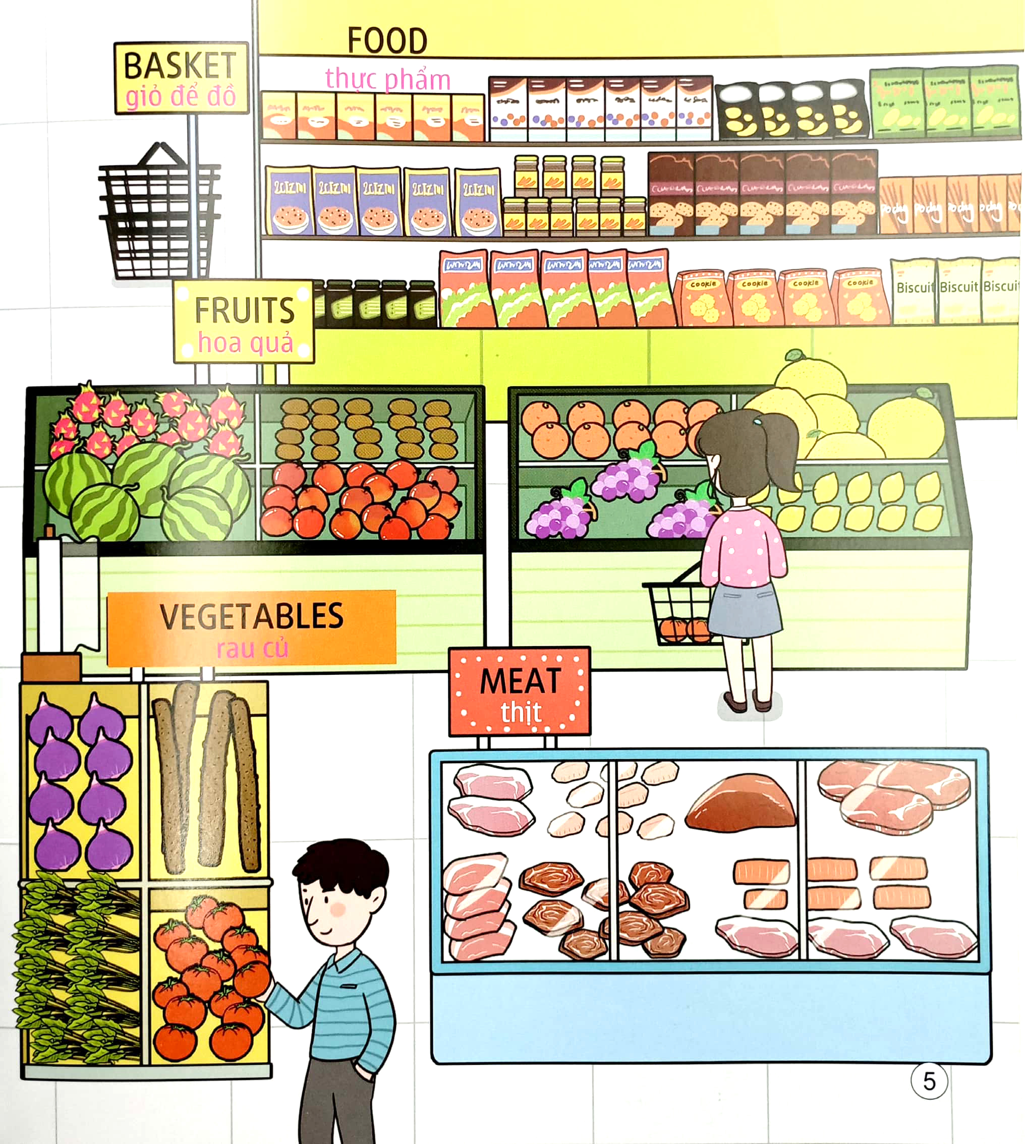 5 phút mỗi ngày - bộ sách tiếng anh đầu tiên cha mẹ dạy bé - rau, quả, thực phẩm