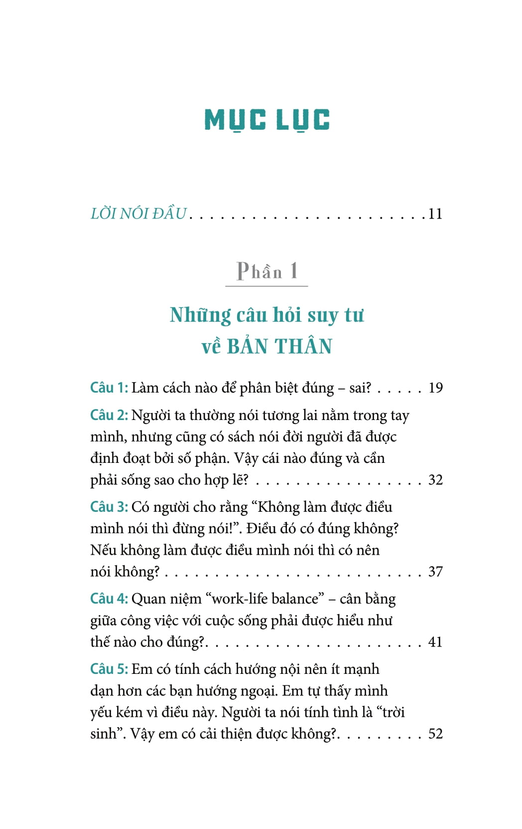 50 câu hỏi về nhân sinh quan