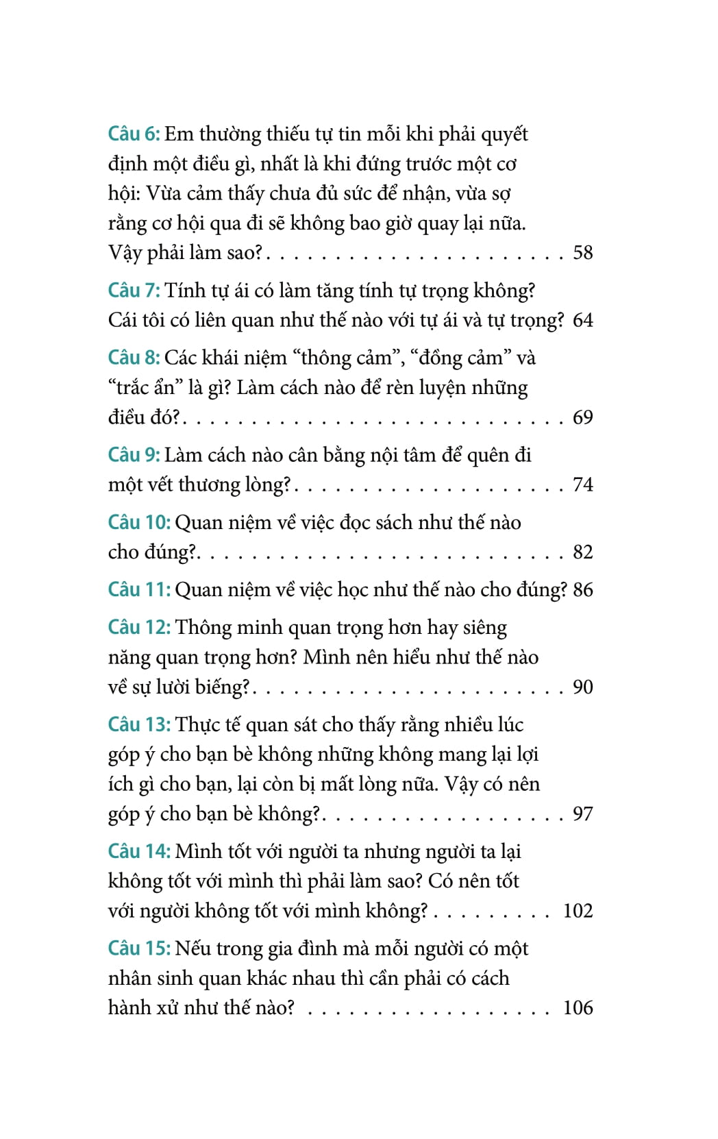 50 câu hỏi về nhân sinh quan