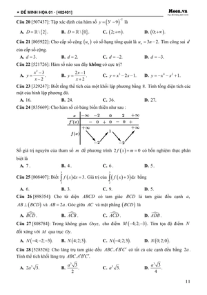 50 đề minh họa 2024 - môn toán học