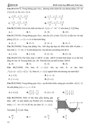50 đề minh họa 2024 - môn toán học