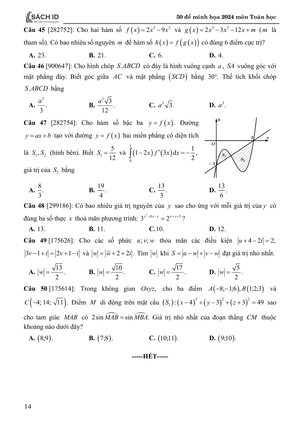 50 đề minh họa 2024 - môn toán học