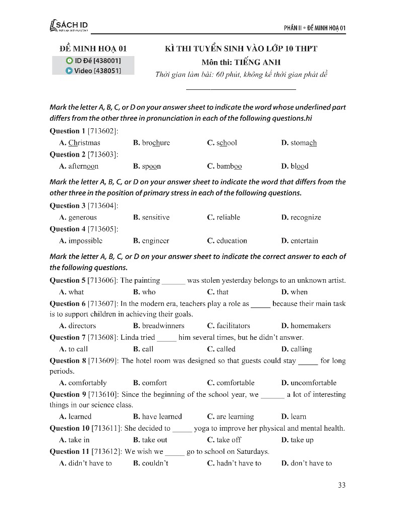 50 De Minh Hoa Thi Vao 10 - Mon Tieng Anh