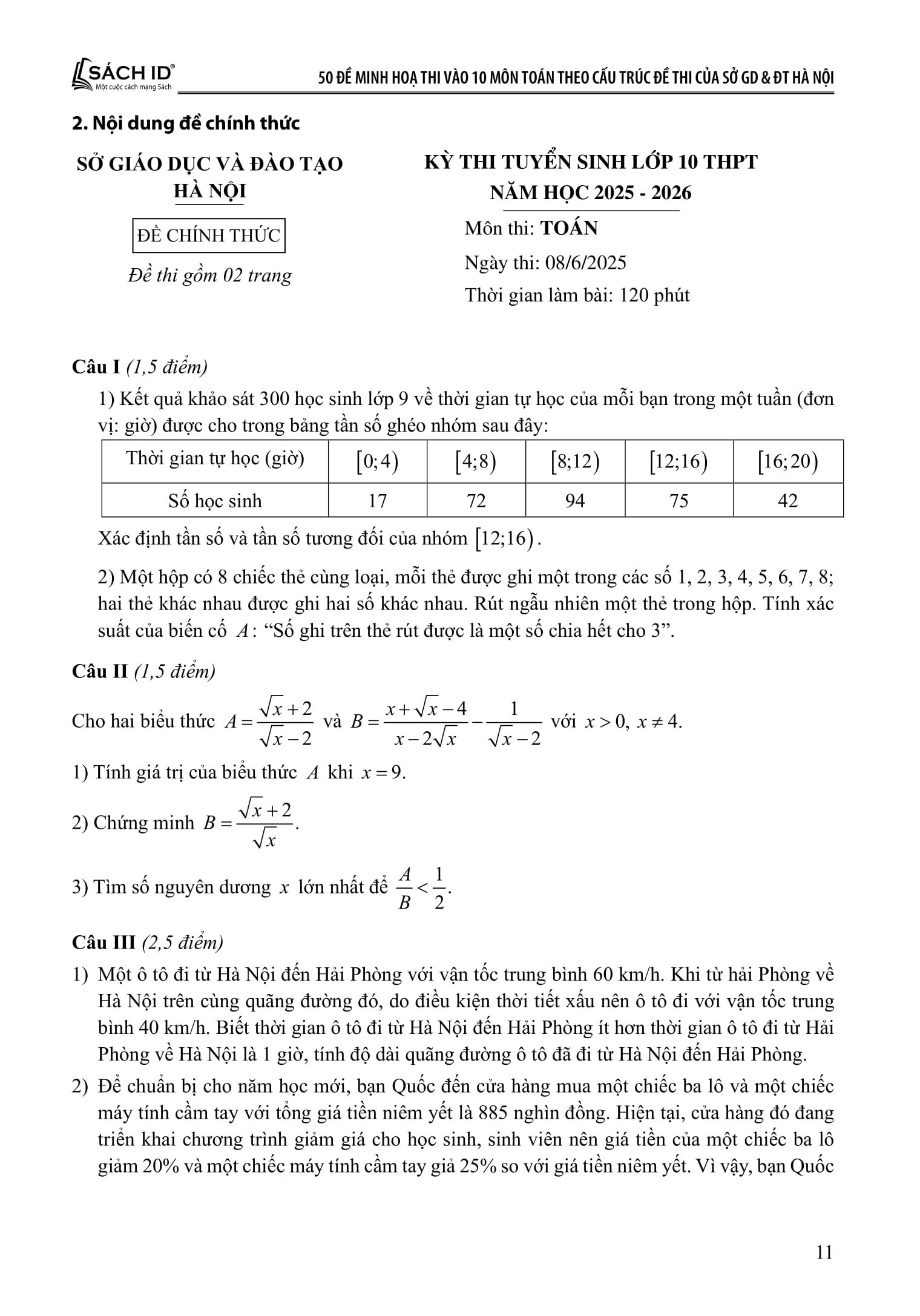50 De Minh Hoa Thi Vao 10 - Mon Toan (Theo Cau Truc De Cua So Giao Duc Va Dao Tao Ha Noi)