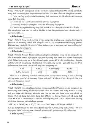 50 đề minh họa tốt nghiệp thpt 2025 - môn hóa học