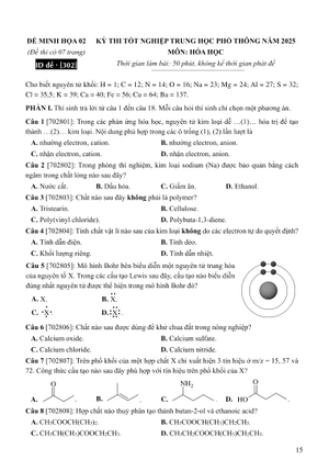 50 đề minh họa tốt nghiệp thpt 2025 - môn hóa học