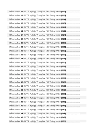 50 đề minh họa tốt nghiệp thpt 2025 - môn hóa học