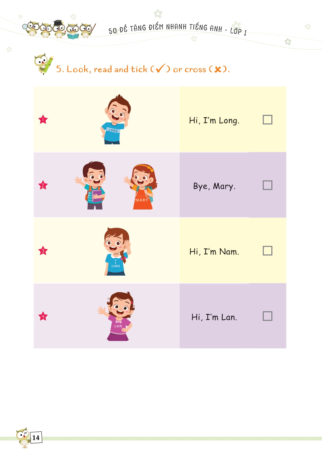 50 đề tăng điểm nhanh tiếng anh lớp 1