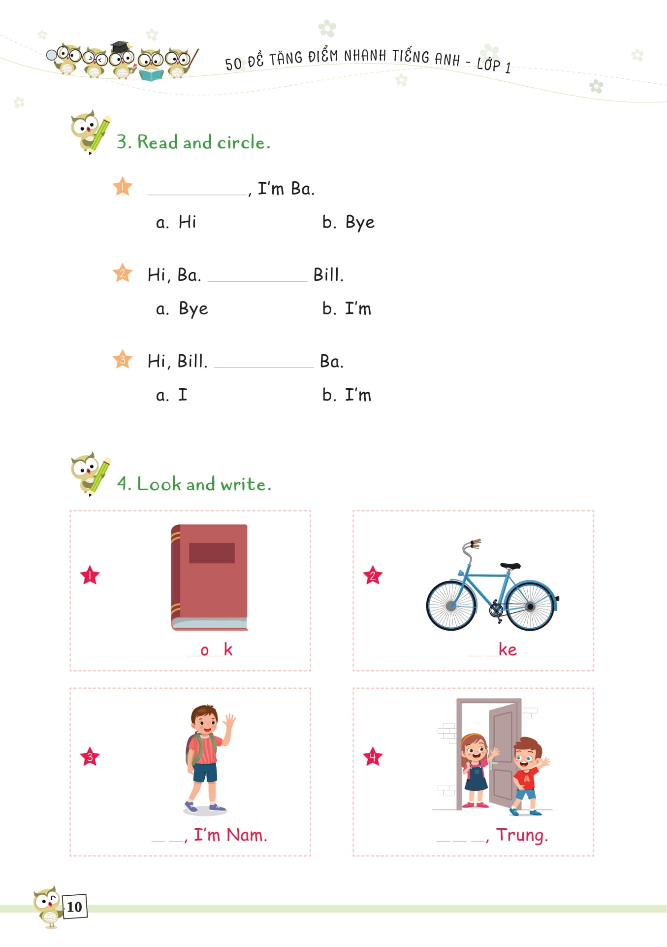 50 đề tăng điểm nhanh tiếng anh lớp 1