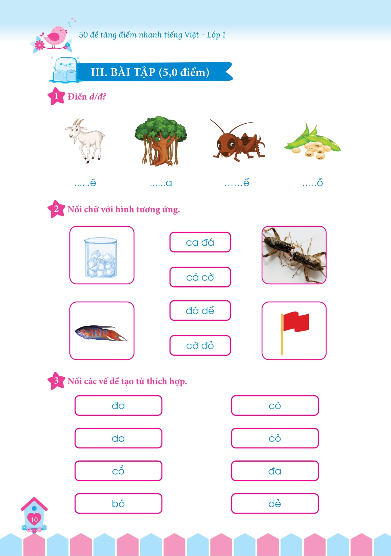 50 đề tăng điểm nhanh tiếng việt lớp 1