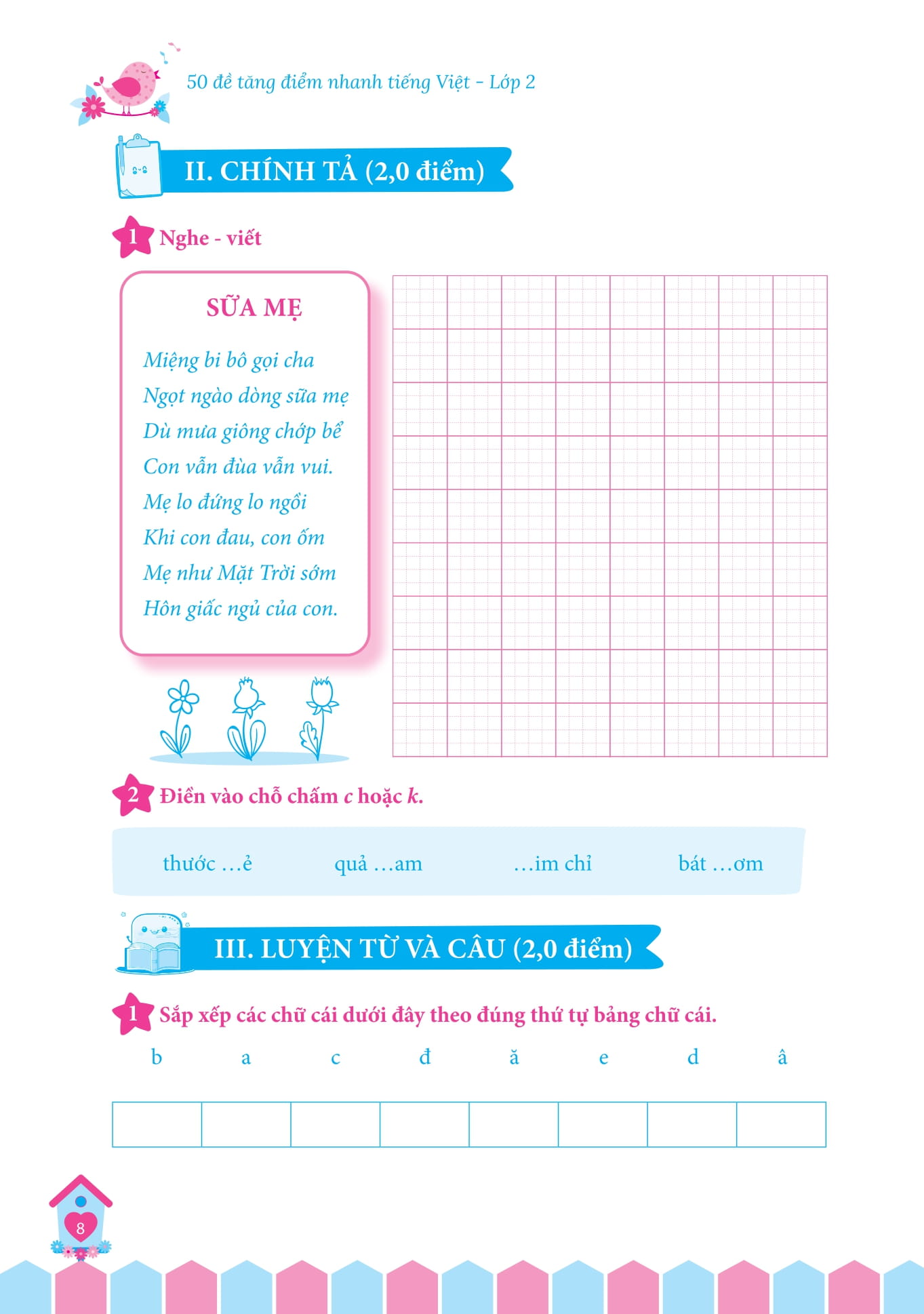 50 đề tăng điểm nhanh tiếng việt lớp 2