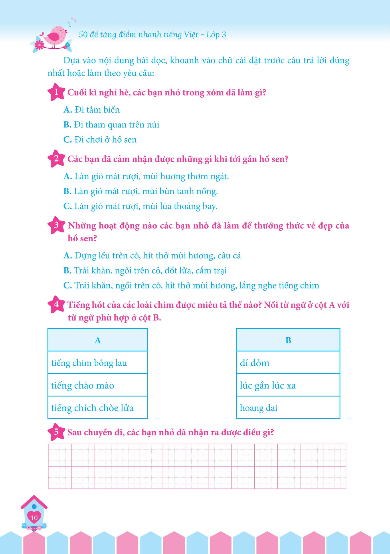 50 đề tăng điểm nhanh tiếng việt - lớp 3 - học nhẹ nhàng - dễ dàng điểm cao