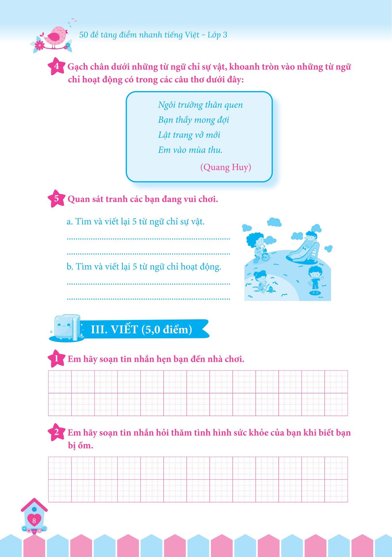 50 đề tăng điểm nhanh tiếng việt - lớp 3 - học nhẹ nhàng - dễ dàng điểm cao