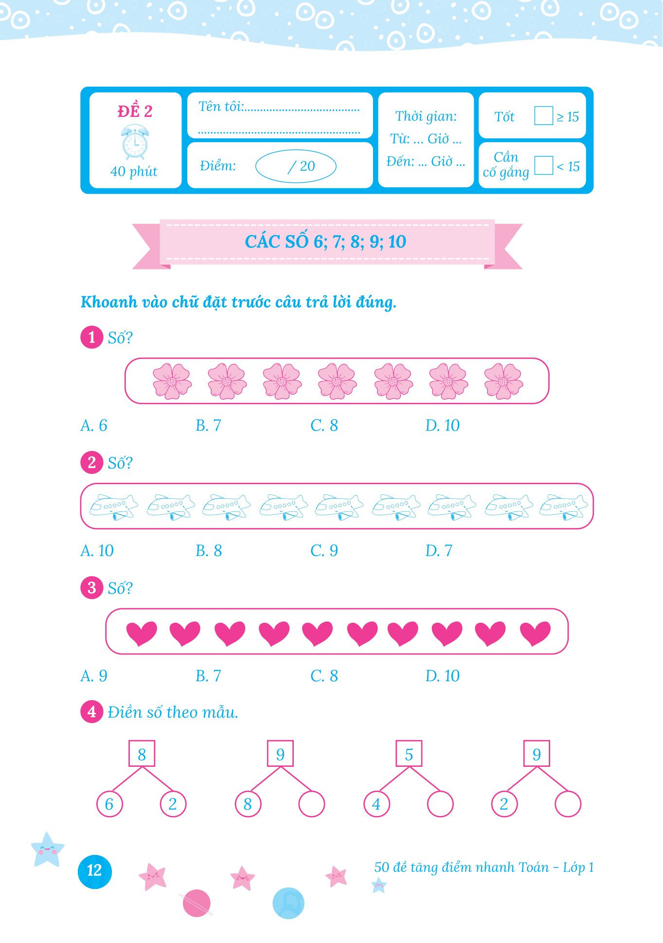 50 đề tăng điểm nhanh toán - lớp 1 - học nhẹ nhàng - dễ dàng điểm cao