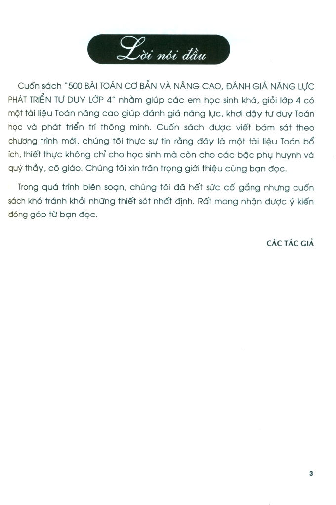 500 bài toán cơ bản và nâng cao đánh giá năng lực phát triển tư duy lớp 4