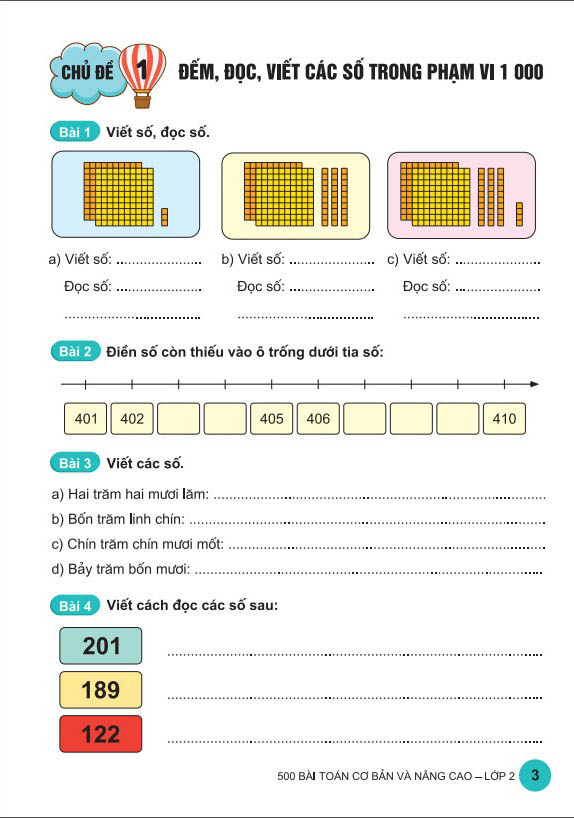 500 bài toán cơ bản và nâng cao lớp 2