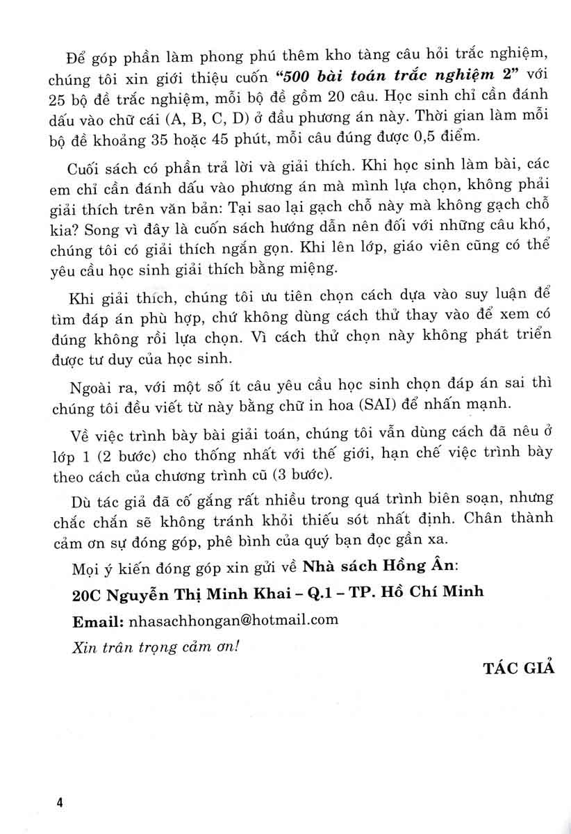 500 bài toán trắc nghiệm 2 (dùng chung cho các bộ sgk hiện hành)