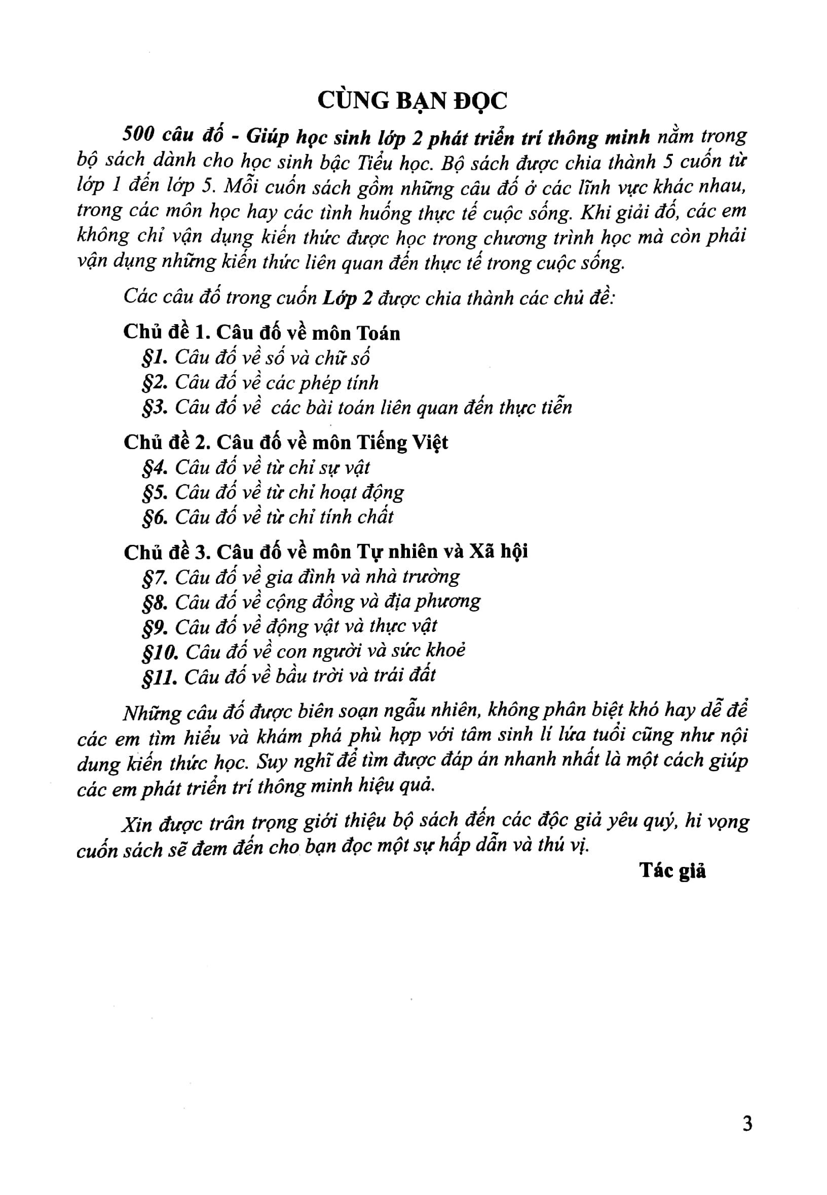 500 câu đố - giúp học sinh lớp 2 phát triển trí thông minh