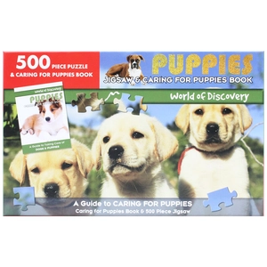 5000 piece puzzle & caring for puppies book: puppies
