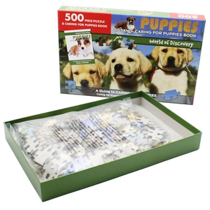 5000 piece puzzle & caring for puppies book: puppies