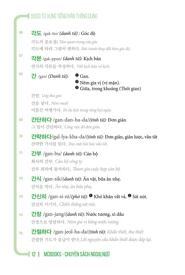 5000 từ vựng tiếng hàn thông dụng (tái bản 2020)