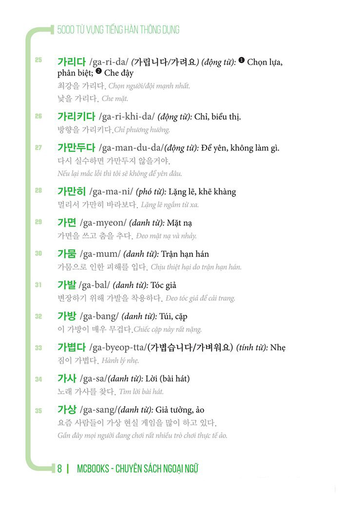 5000 từ vựng tiếng hàn thông dụng (tái bản 2020)