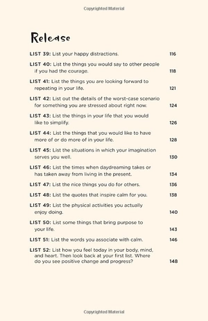 52 lists for calm: journaling inspiration for soothing anxiety and creating a peaceful life