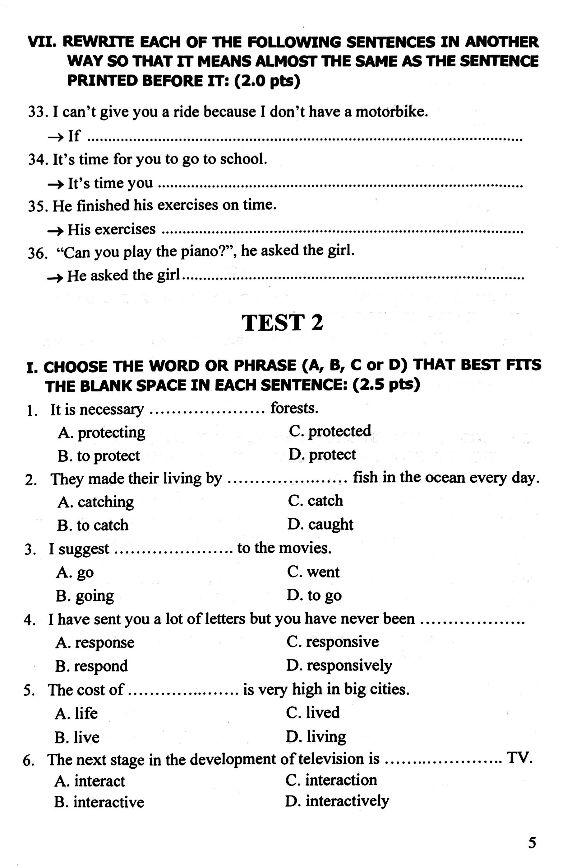 54 De Trac Nghiem Tieng Anh Cho Hoc Sinh Lop 9 Thi Vao Lop 10