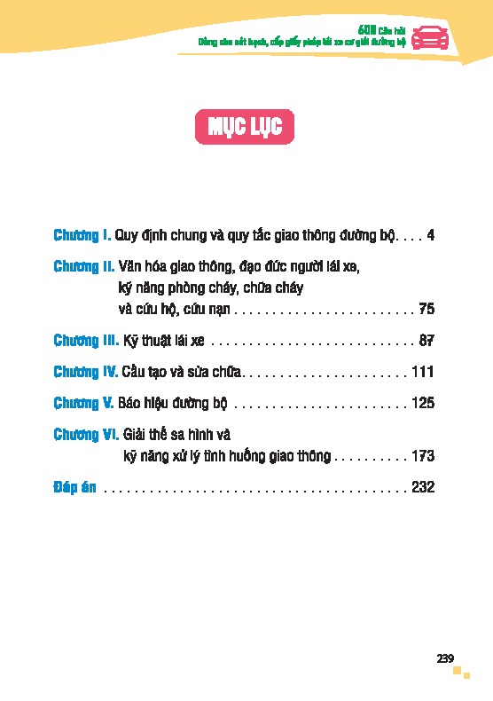 600 Cau Hoi Dung Cho Sat Hach, Cap Giay Phep Lai Xe Co Gioi Duong Bo