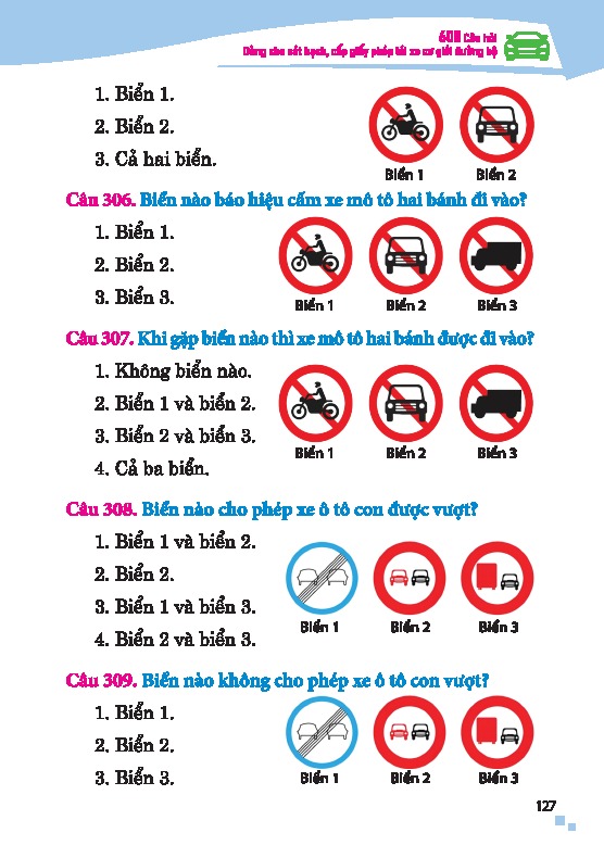 600 Cau Hoi Dung Cho Sat Hach, Cap Giay Phep Lai Xe Co Gioi Duong Bo