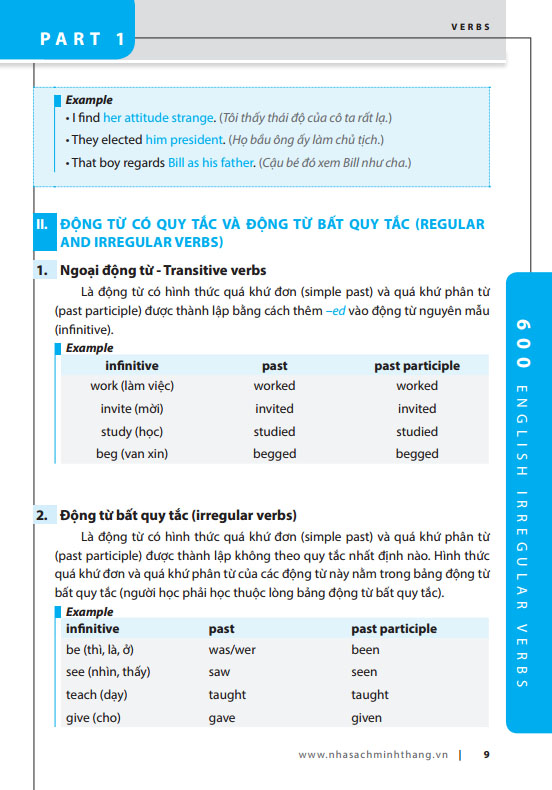 600 động từ bất quy tắc và cách dùng các thì trong tiếng anh (tái bản 2022)
