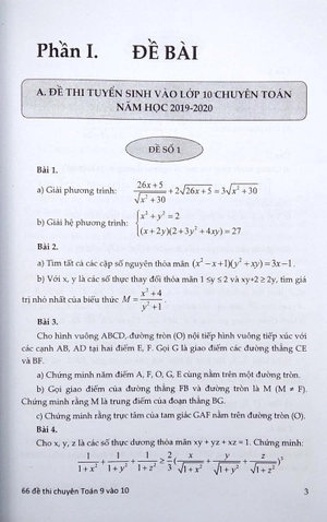 66 đề thi chuyên toán 9 vào 10 - trường chuyên, lớp chuyên